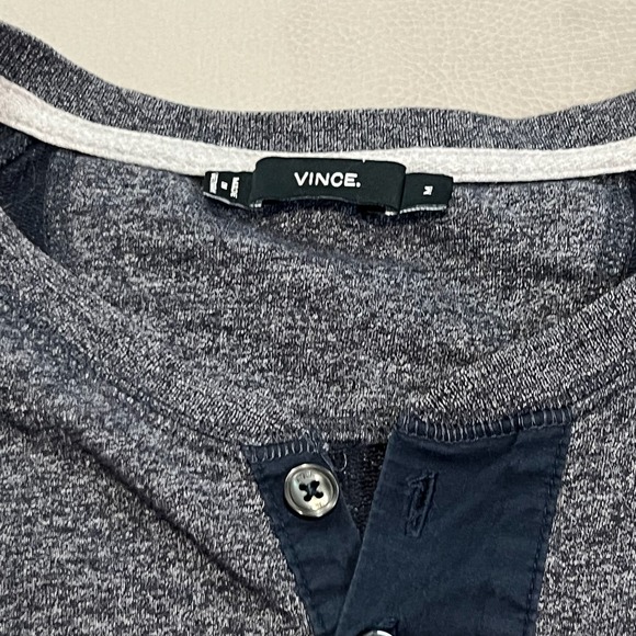 Vince‎ Men Cotton Henley T-Shirt Gray Long Sleeve Preppy Casual Minimal-M-4412 - Picture 6 of 8
